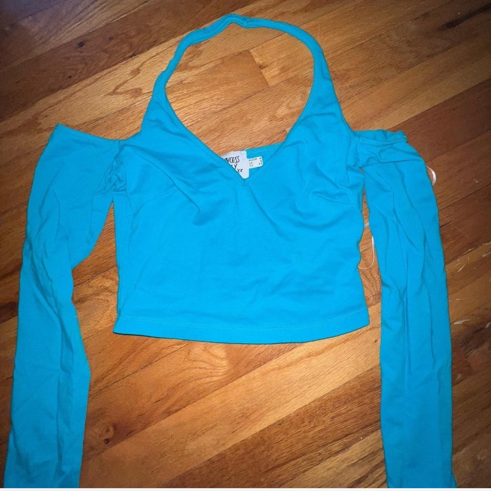 Princess Polly blue crop top